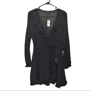 Express Dress Ruffles Polka Dot Long Sleeve M